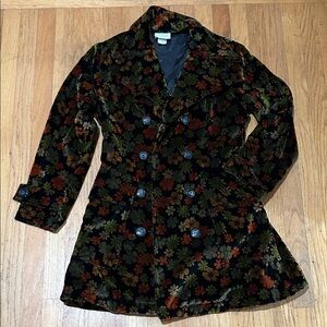 Multicolor Floral Velvet Pea Coat